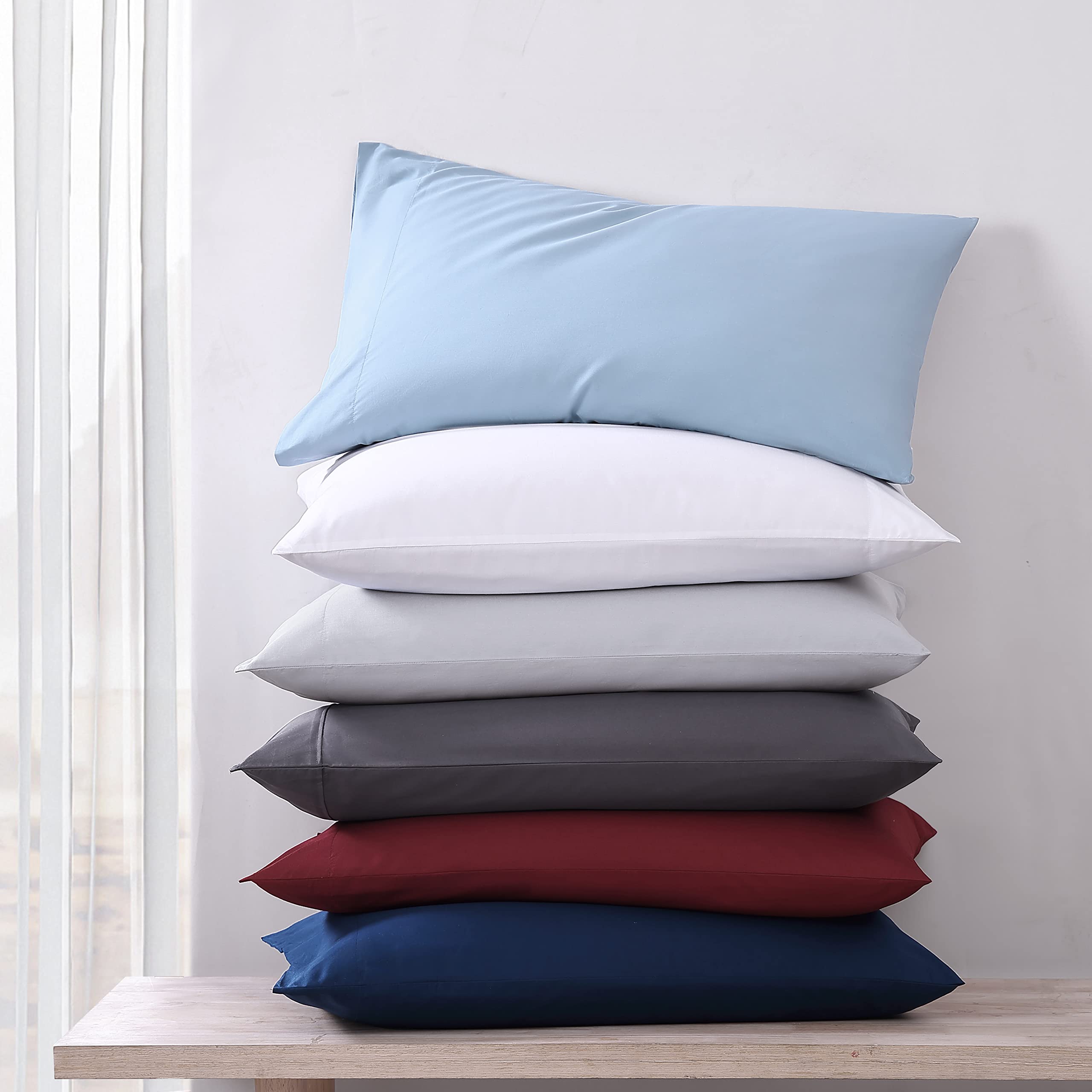 Nautica - Twin Sheet Set, Cotton Percale Bedding Set, Crisp & Cool, Fully Elasticized, Ideal Dorm Essentials (Solid Light Blue, Twin)