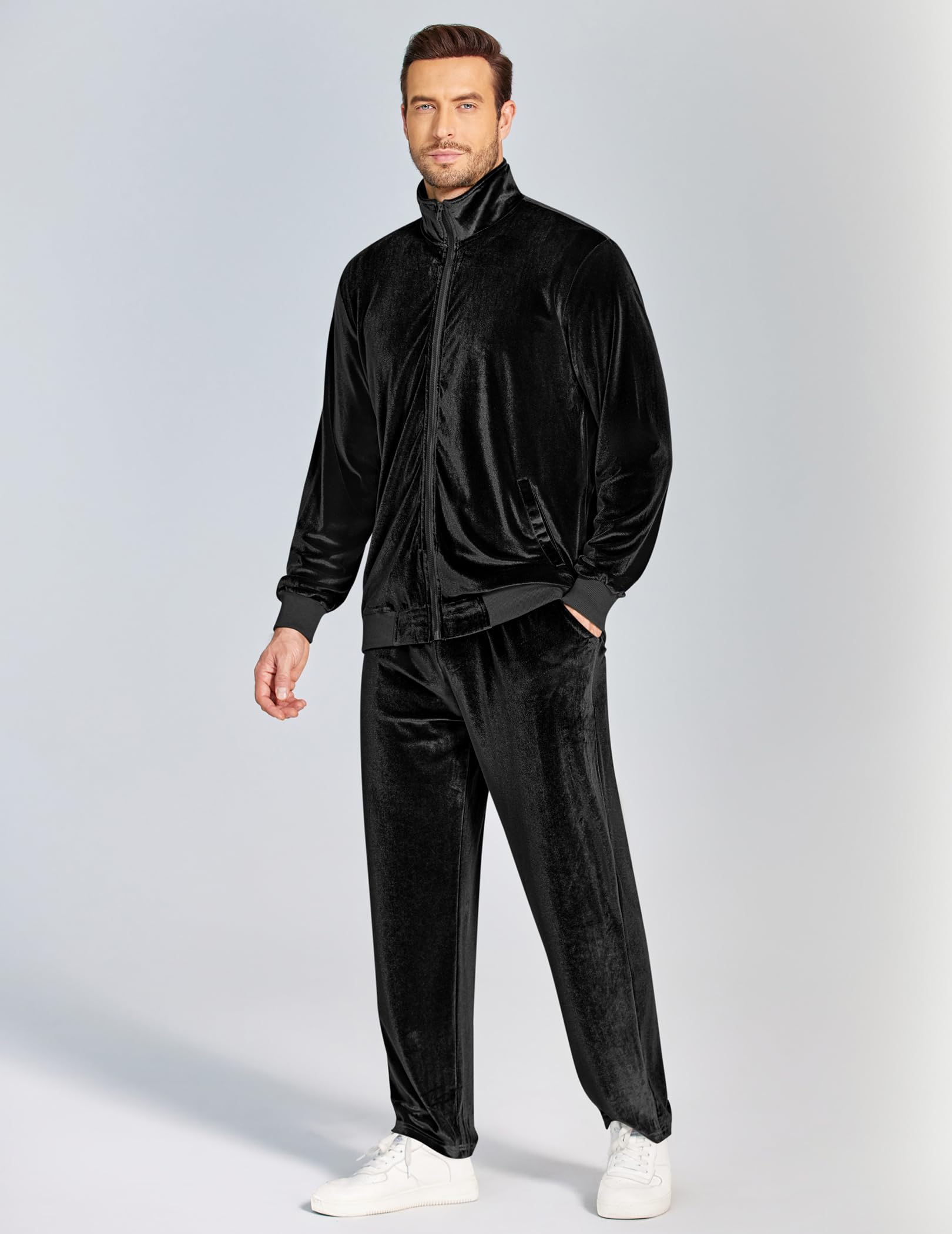 COOFANDY Mens 2 Piece Velour Tracksuit Full Zip Jackets Pants Velvet Jogging Suits Sweatsuit Set