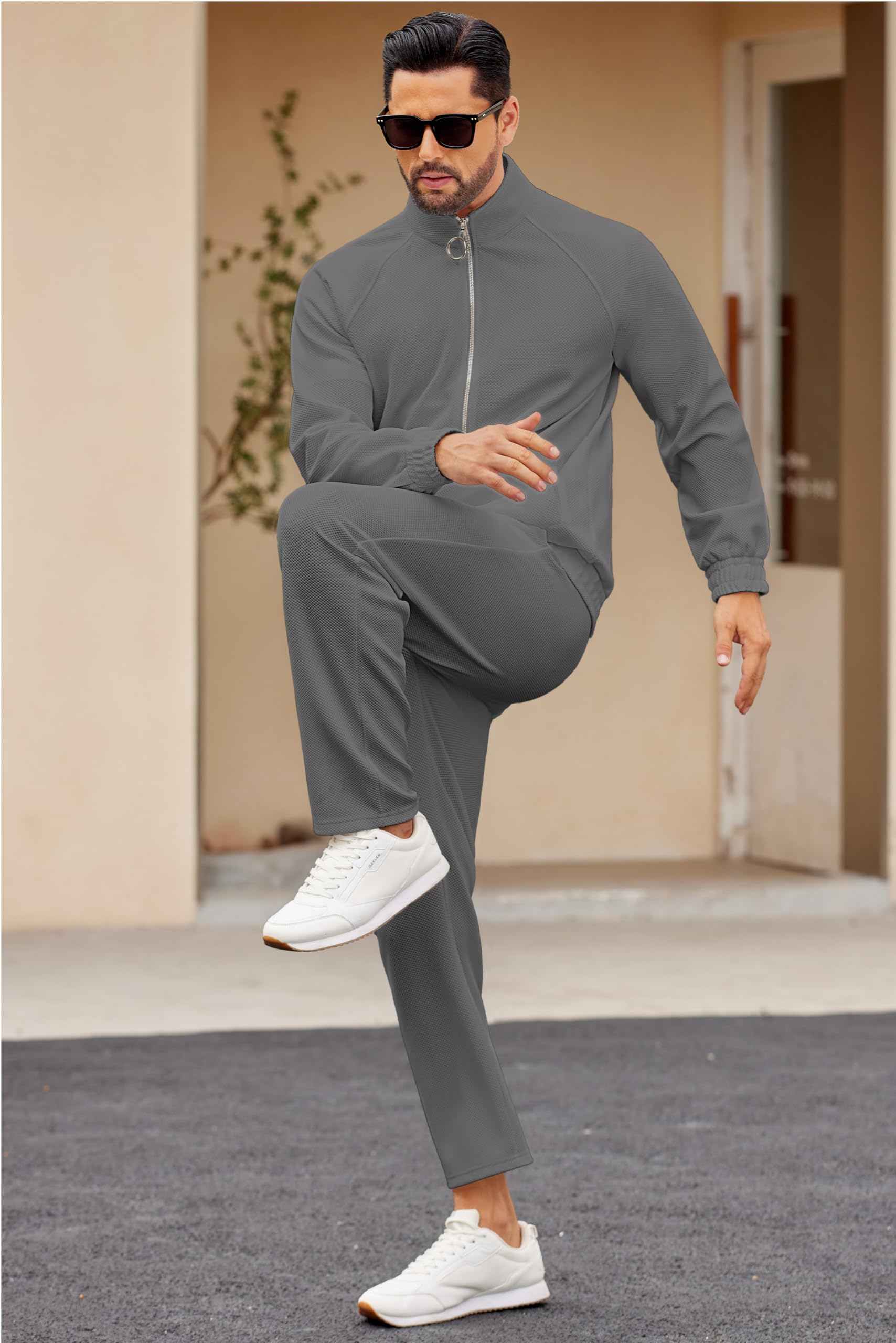 COOFANDY Mens 2 Piece Tracksuit Casual Sweatsuits Full Zip Track Suits Jogging Athletic Suit Sets