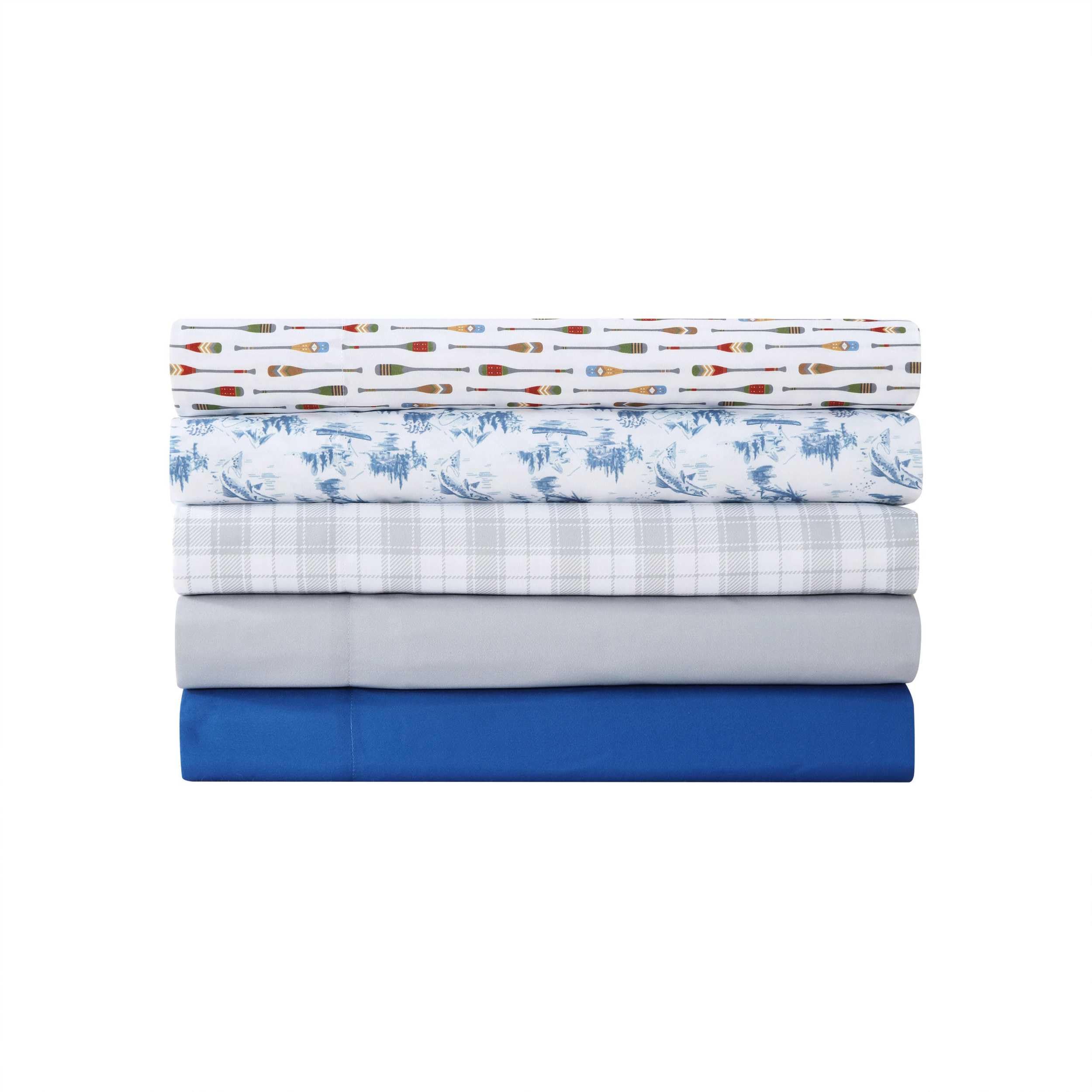 Eddie Bauer - Twin Size Sheet Set, Crisp & Cool Temperature Regulating Bedding with Breathable Feel, 3 Piece Bed Sheets with Deep Pocket Fitted Sheet & Pillowcase (Penstemon Plaid Grey)