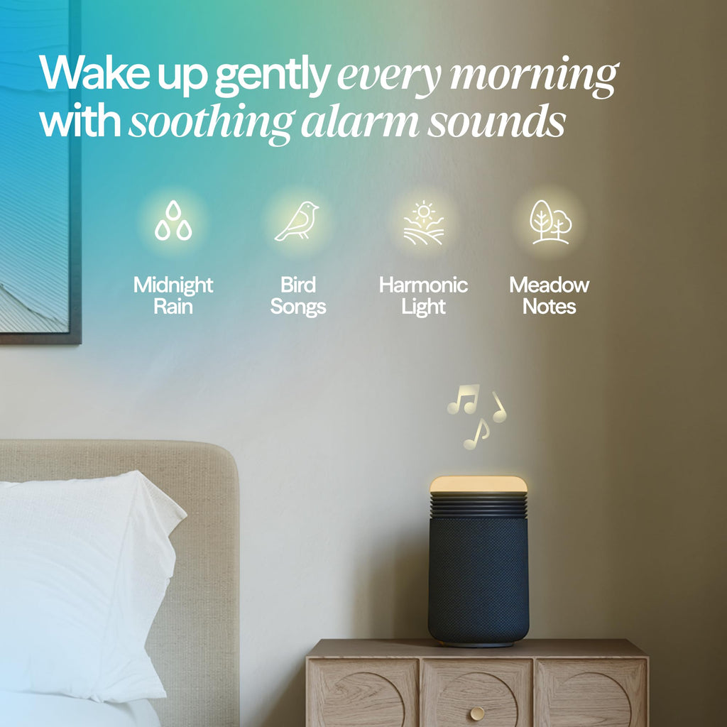 BLUEAIR Air Purifier & Sunrise Alarm Clock for Bedroom, Nursery – HEPA, HEPASilent™, Wake-Up Light, White Noise & Soothing Sounds for Natural Sleep, USB-C, Mini Restful