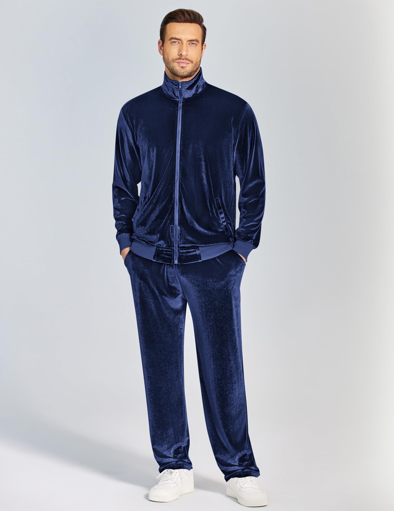 COOFANDY Mens 2 Piece Velour Tracksuit Full Zip Jackets Pants Velvet Jogging Suits Sweatsuit Set