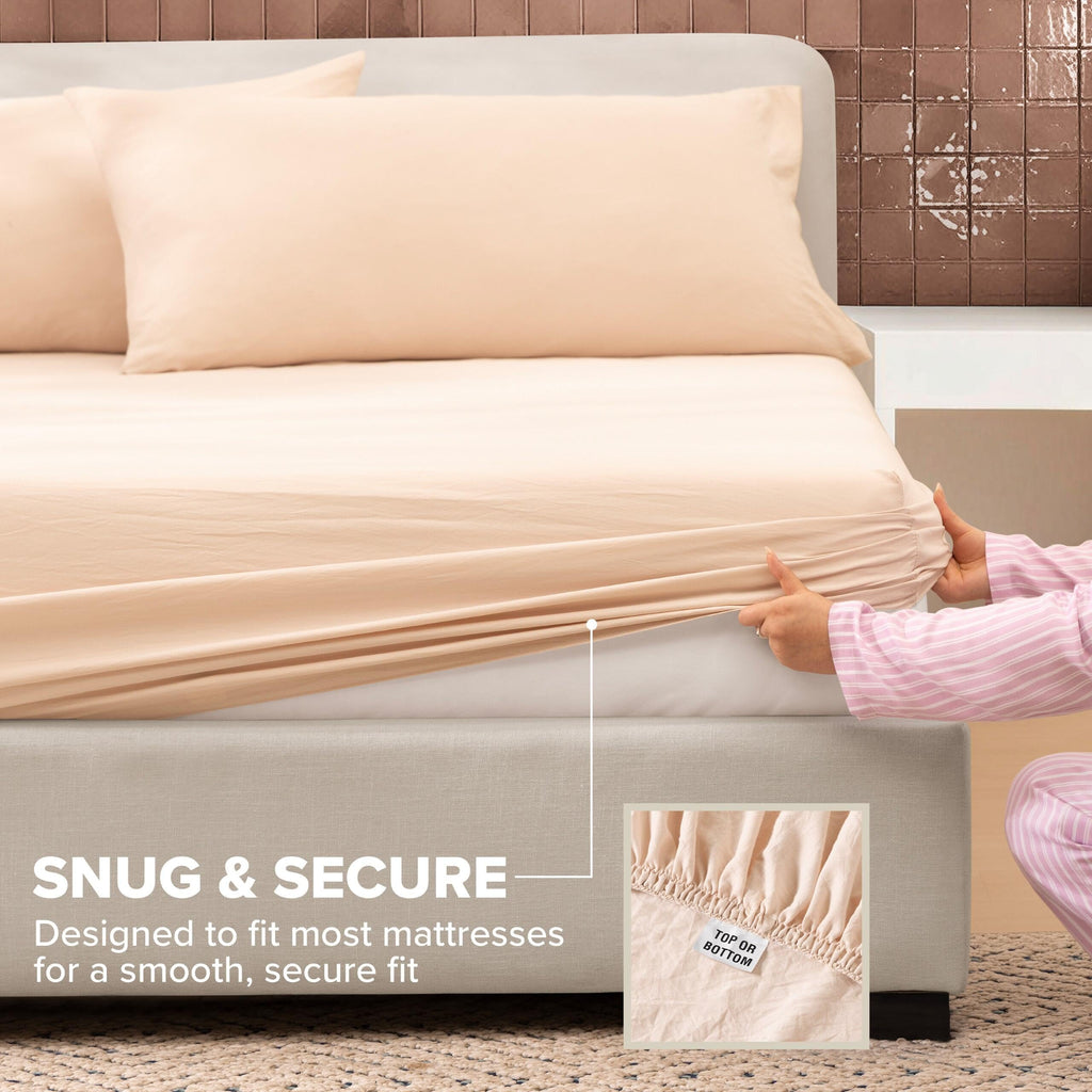UGG Queen Sheet Set - 4 Piece Soft & Cozy Bedding with Deep Pocket Fitted Sheet (Fits Up to 15”), Flat Sheet and 2 Pillow Shams - Lightweight Sheets for Home & Bedroom, Navy Blue (Devon)