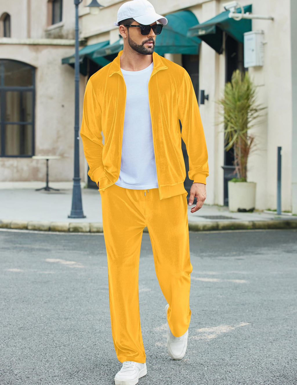 COOFANDY Mens 2 Piece Velour Tracksuit Full Zip Jackets Pants Velvet Jogging Suits Sweatsuit Set