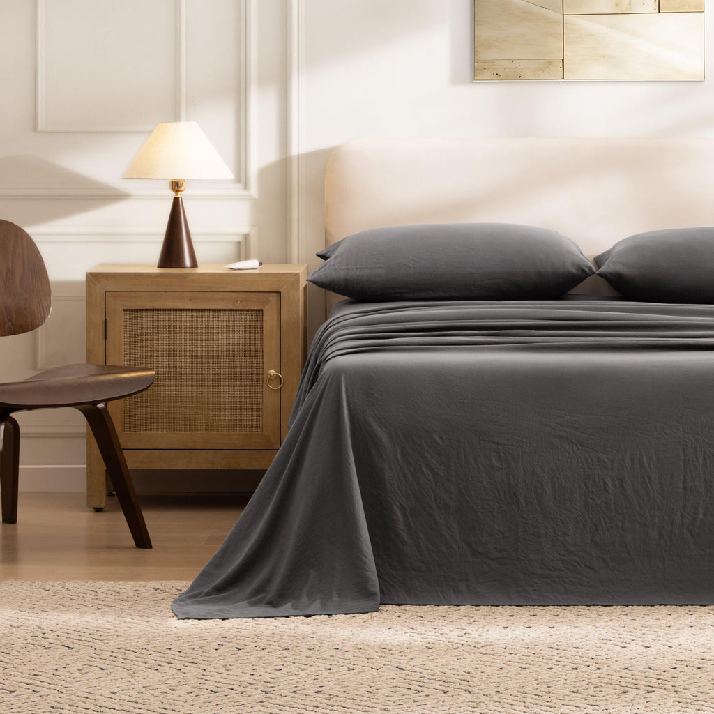 UGG Queen Sheet Set - 4 Piece Soft & Cozy Bedding with Deep Pocket Fitted Sheet (Fits Up to 15”), Flat Sheet and 2 Pillow Shams - Lightweight Sheets for Home & Bedroom, Navy Blue (Devon)