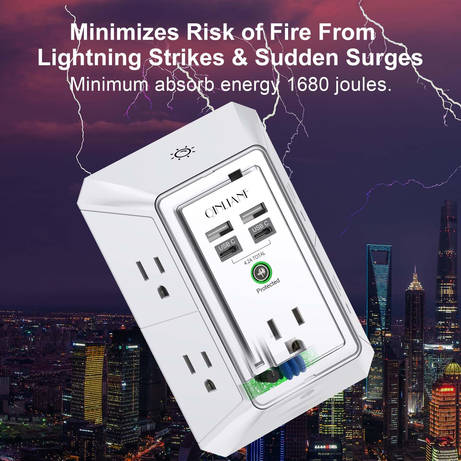 Wall Charger, Surge Protector 4 plugs
