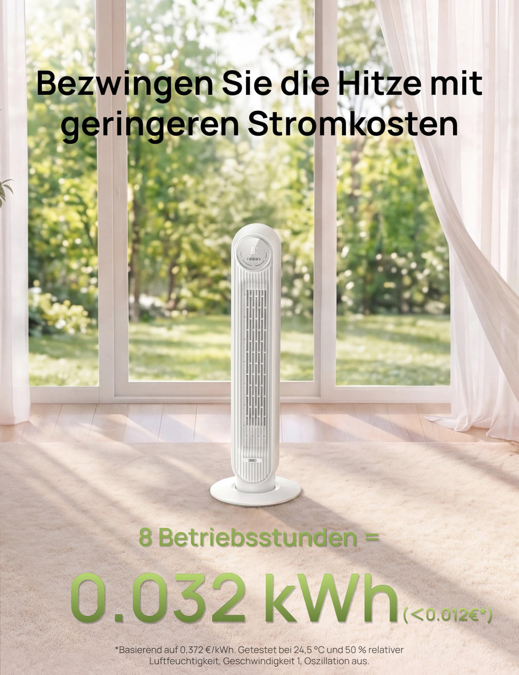 DREO 20dB Leiser Turmventilator, 10 m Wurfweite 4 Geschwindigstufen 4 Modi 8 Std. Timer 90° oszillierende Ventilator mit Kühlung Fernbedienung für Schlafzimmer, Nomad One, Schwarz