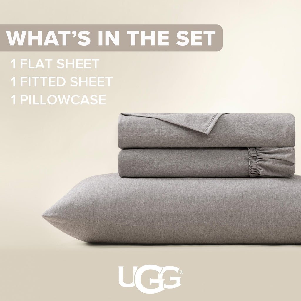 UGG Queen Sheet Set - 4 Piece Soft & Cozy Bedding with Deep Pocket Fitted Sheet (Fits Up to 15”), Flat Sheet and 2 Pillow Shams - Lightweight Sheets for Home & Bedroom, Navy Blue (Devon)