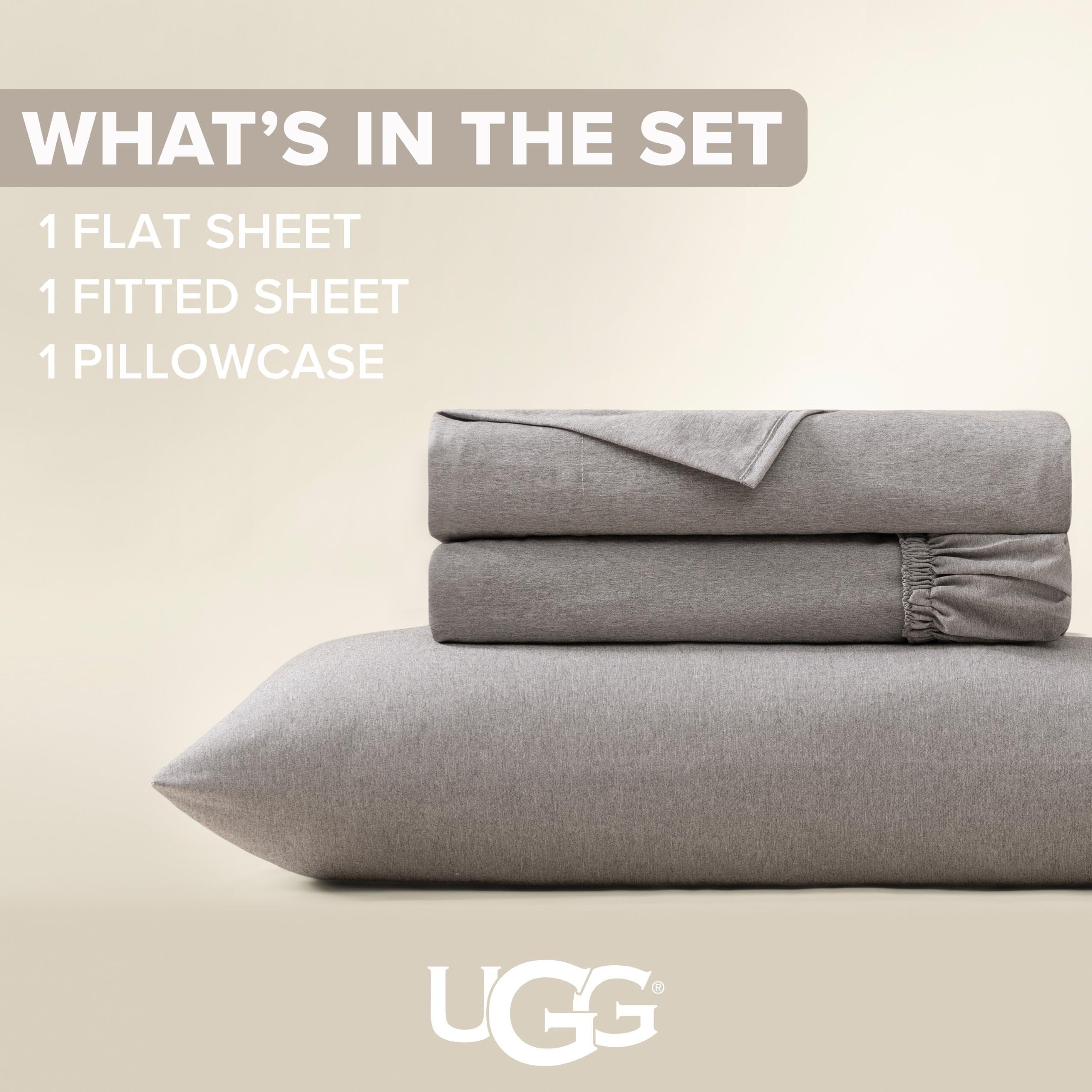 UGG Queen Sheet Set - 4 Piece Soft & Cozy Bedding with Deep Pocket Fitted Sheet (Fits Up to 15”), Flat Sheet and 2 Pillow Shams - Lightweight Sheets for Home & Bedroom, Navy Blue (Devon)