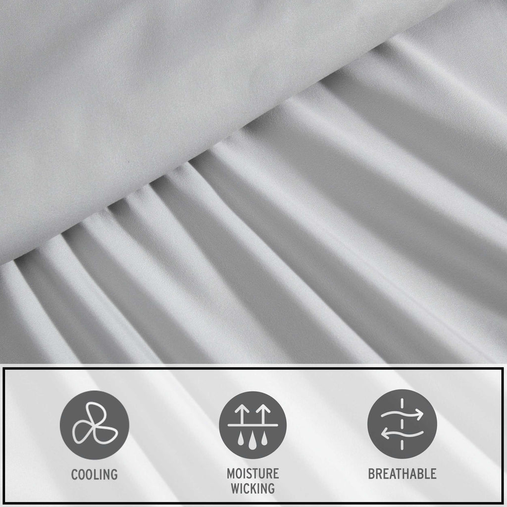 Eddie Bauer - Twin Size Sheet Set, Crisp & Cool Temperature Regulating Bedding with Breathable Feel, 3 Piece Bed Sheets with Deep Pocket Fitted Sheet & Pillowcase (Penstemon Plaid Grey)