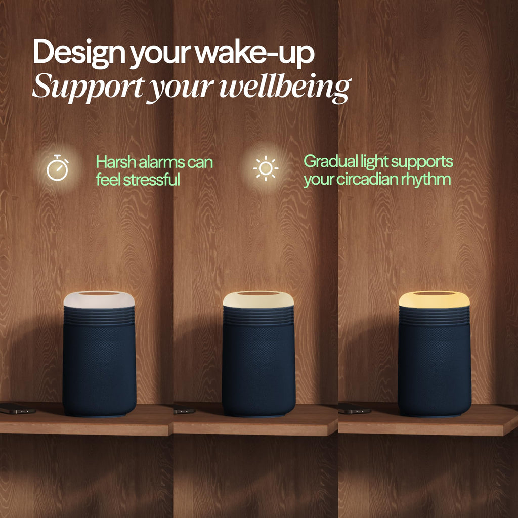 BLUEAIR Air Purifier & Sunrise Alarm Clock for Bedroom, Nursery – HEPA, HEPASilent™, Wake-Up Light, White Noise & Soothing Sounds for Natural Sleep, USB-C, Mini Restful