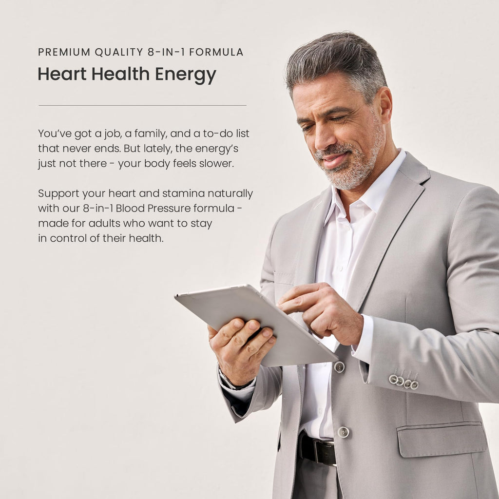 8-in-1 Beet Root Capsules - Healthy Blood Pressure Support Supplement** for Heart & Circulation, Energy Support - Hawthorn Berry, Hibiscus, Garlic & Grape Seed - Beet Juice Alternative - 120 Capsules