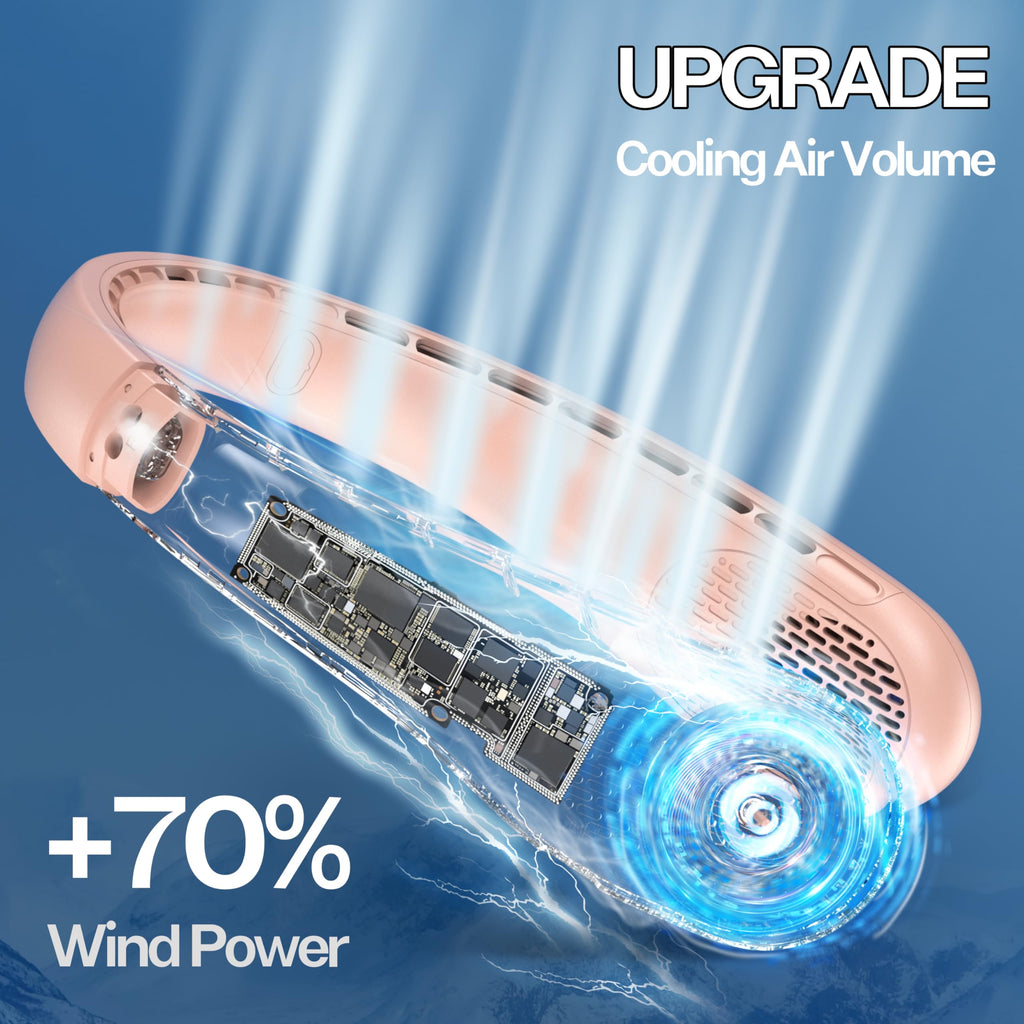 KIDEE Neck Fan, Portable Bladeless Neck Fans, Upgrade 360° Airflow, Super Quiet, 3 Speeds, 4000mAh Personal Wearable Neck Fan, Upgraded Cooling Air Volume USB Rechargeable Hands Free Fan