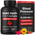 8-in-1 Beet Root Capsules - Healthy Blood Pressure Support Supplement** for Heart & Circulation, Energy Support - Hawthorn Berry, Hibiscus, Garlic & Grape Seed - Beet Juice Alternative - 120 Capsules