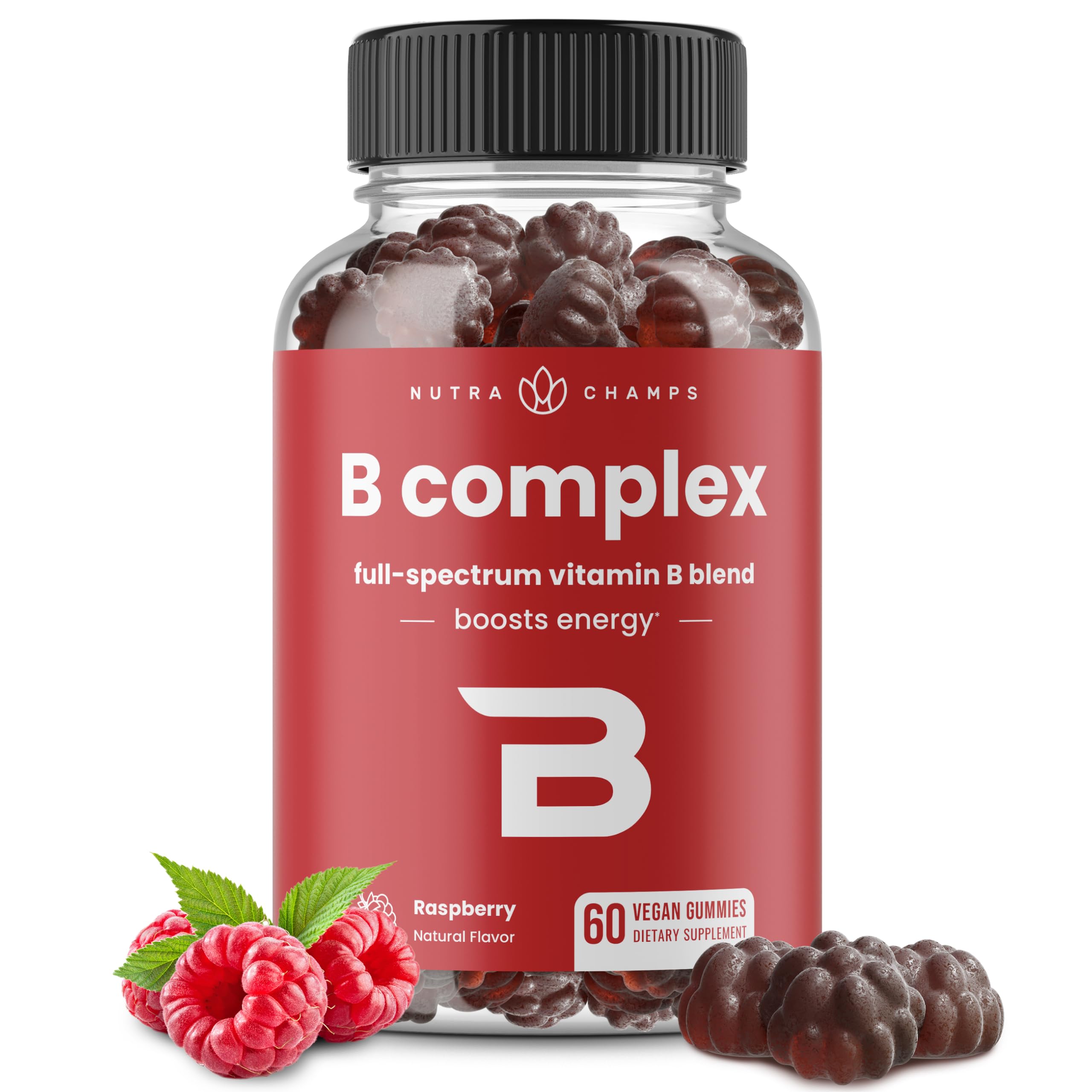 NutraChamps Vitamin B Complex for Kids, B1, B2, B3, B6, B7, B9 & Methyl B12, Kids B Complex Liquid Drops Supplement, Energy, Focus, Metabolism, Natural Berry, 120 Servings, 4 Month Supply