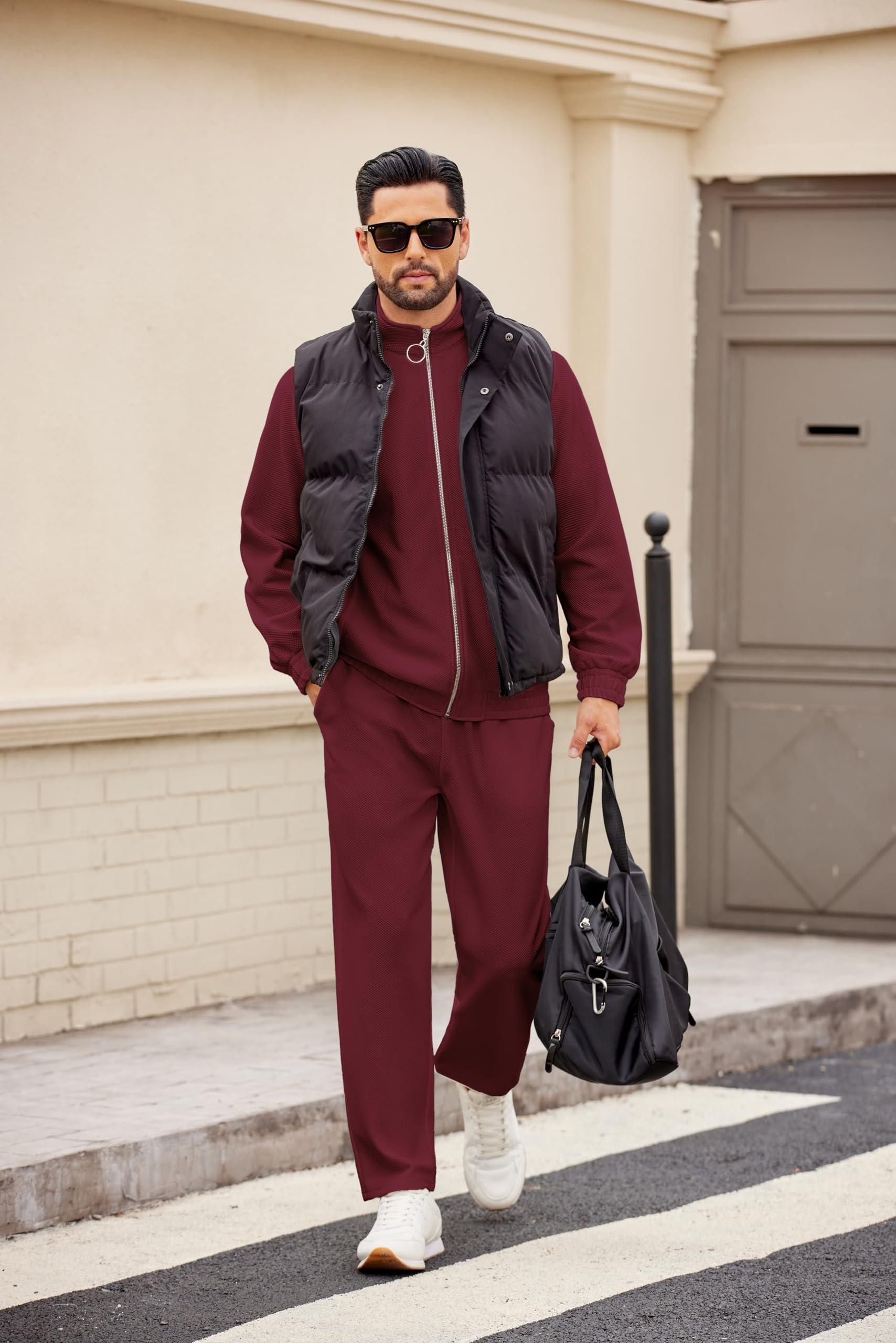 COOFANDY Mens 2 Piece Tracksuit Casual Sweatsuits Full Zip Track Suits Jogging Athletic Suit Sets