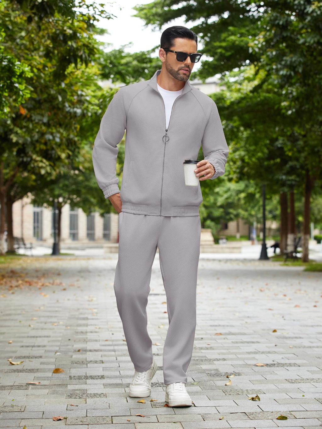 COOFANDY Mens 2 Piece Tracksuit Casual Sweatsuits Full Zip Track Suits Jogging Athletic Suit Sets