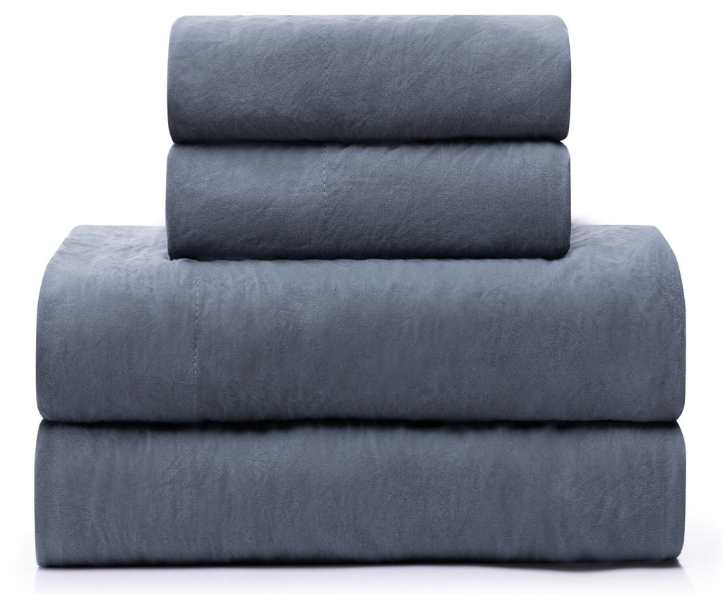 UGG Queen Sheet Set - 4 Piece Soft & Cozy Bedding with Deep Pocket Fitted Sheet (Fits Up to 15”), Flat Sheet and 2 Pillow Shams - Lightweight Sheets for Home & Bedroom, Navy Blue (Devon)