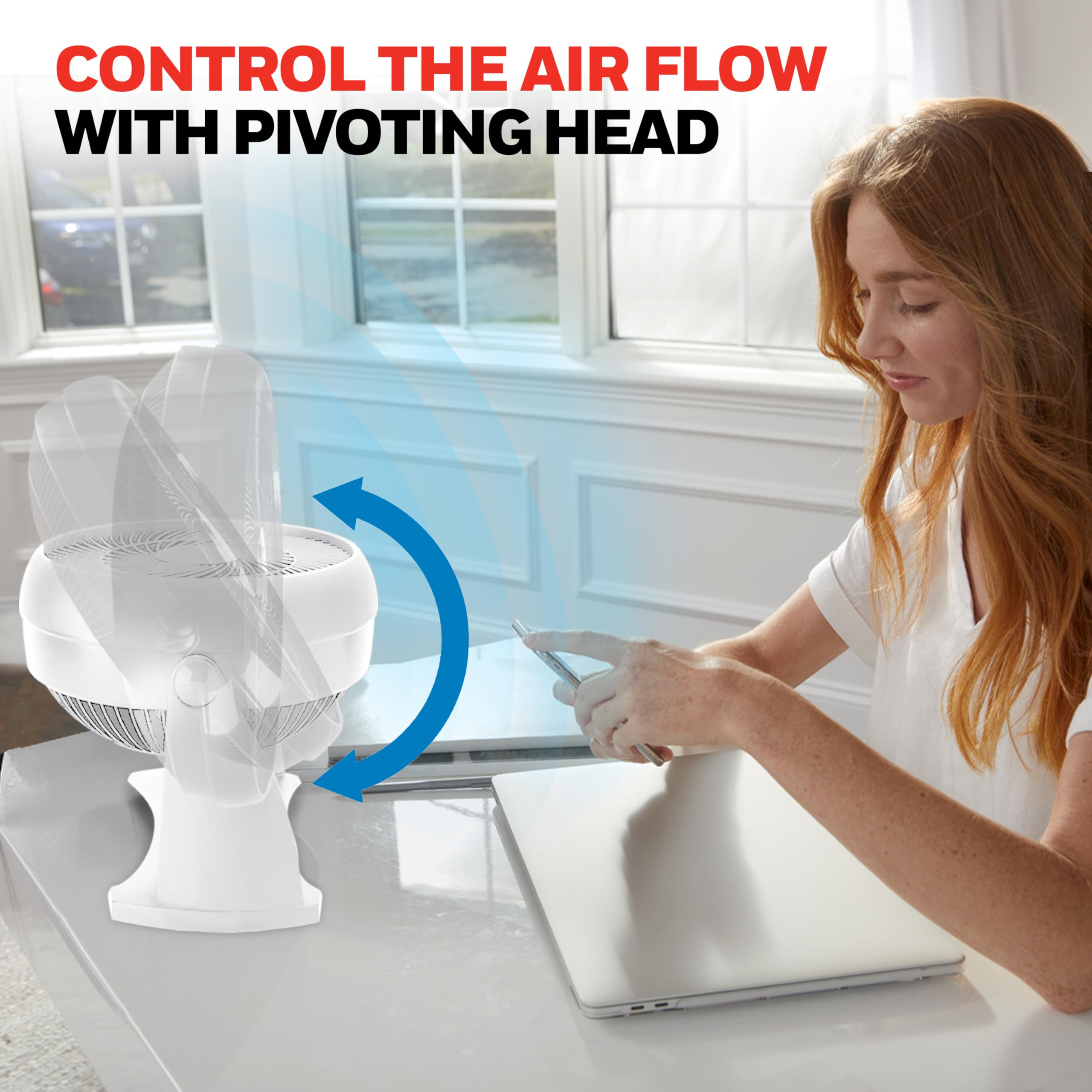 Honeywell TurboForce Air Circulator, Small Tabletop Fan, Quiet Personal Fan for Home or Office, 3 Speeds, 90 Degree Pivoting Head, Black, HT900