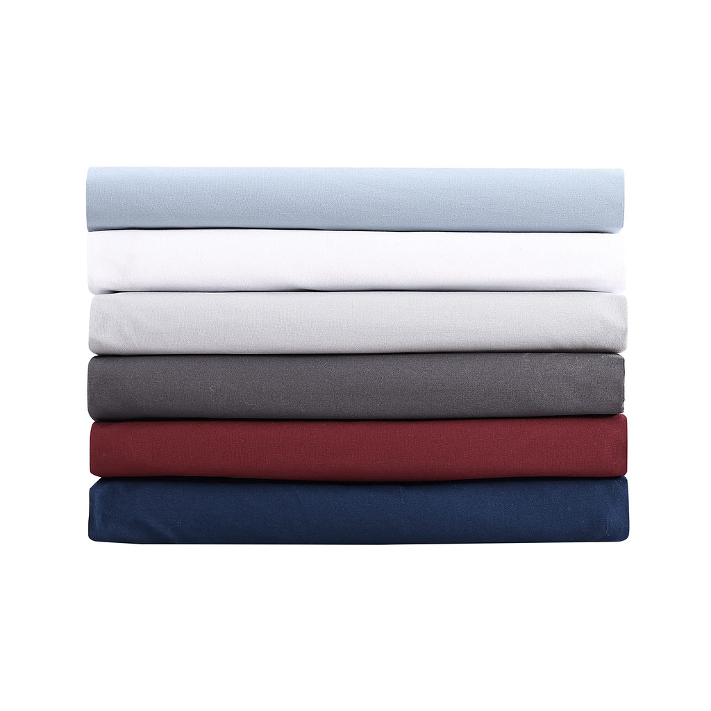 Nautica - Twin Sheet Set, Cotton Percale Bedding Set, Crisp & Cool, Fully Elasticized, Ideal Dorm Essentials (Solid Light Blue, Twin)