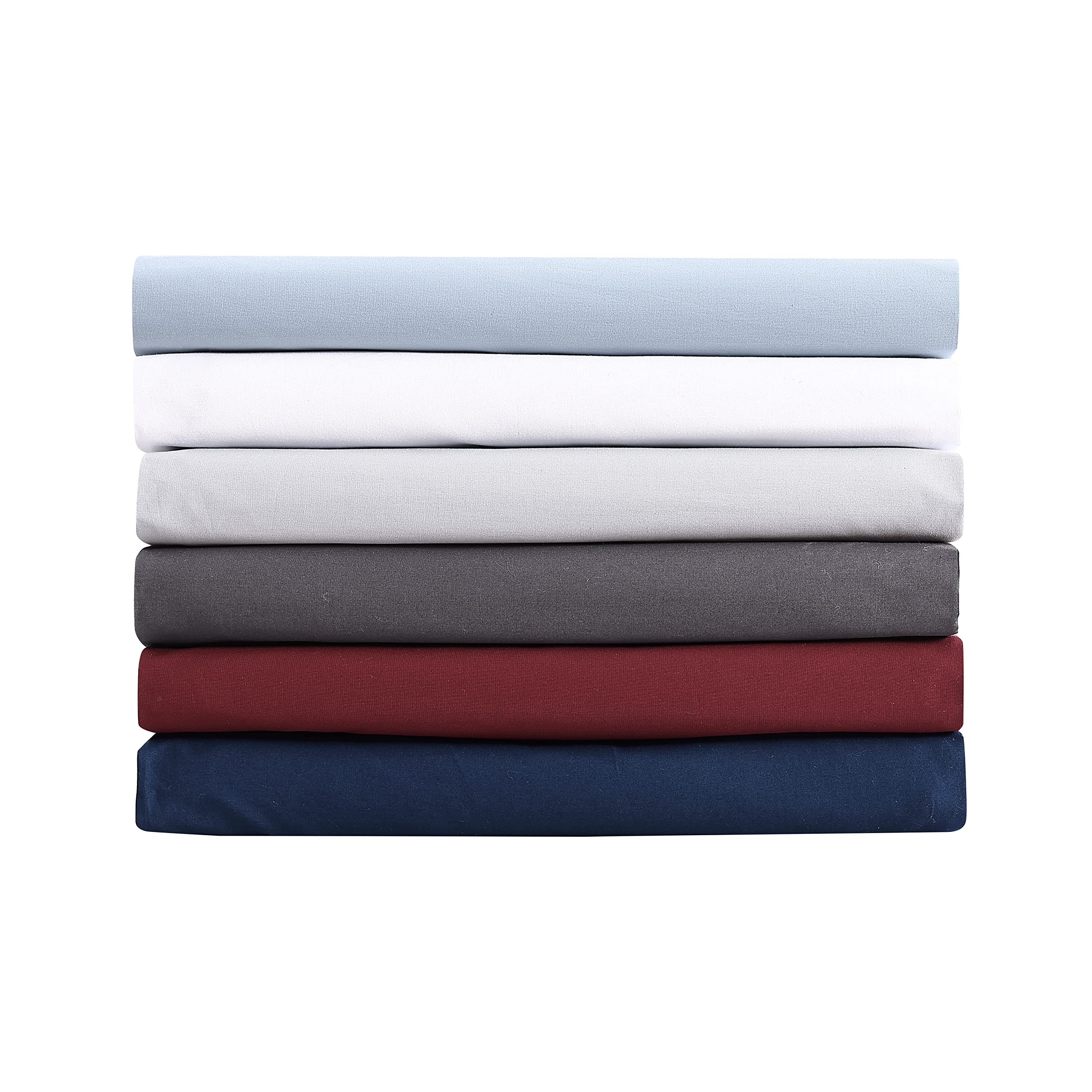 Nautica - Twin Sheet Set, Cotton Percale Bedding Set, Crisp & Cool, Fully Elasticized, Ideal Dorm Essentials (Solid Light Blue, Twin)