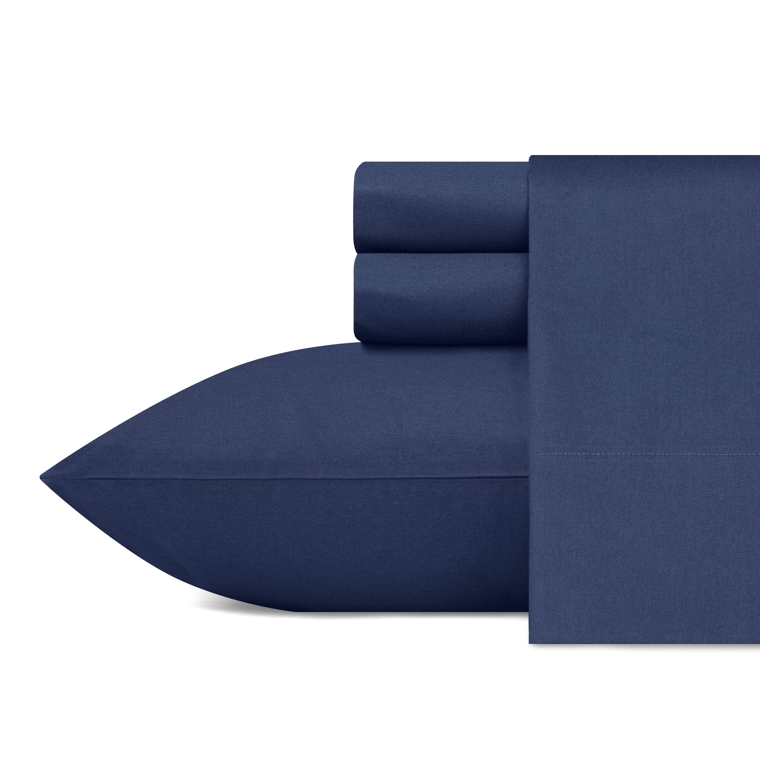 Nautica - Twin Sheet Set, Cotton Percale Bedding Set, Crisp & Cool, Fully Elasticized, Ideal Dorm Essentials (Solid Light Blue, Twin)