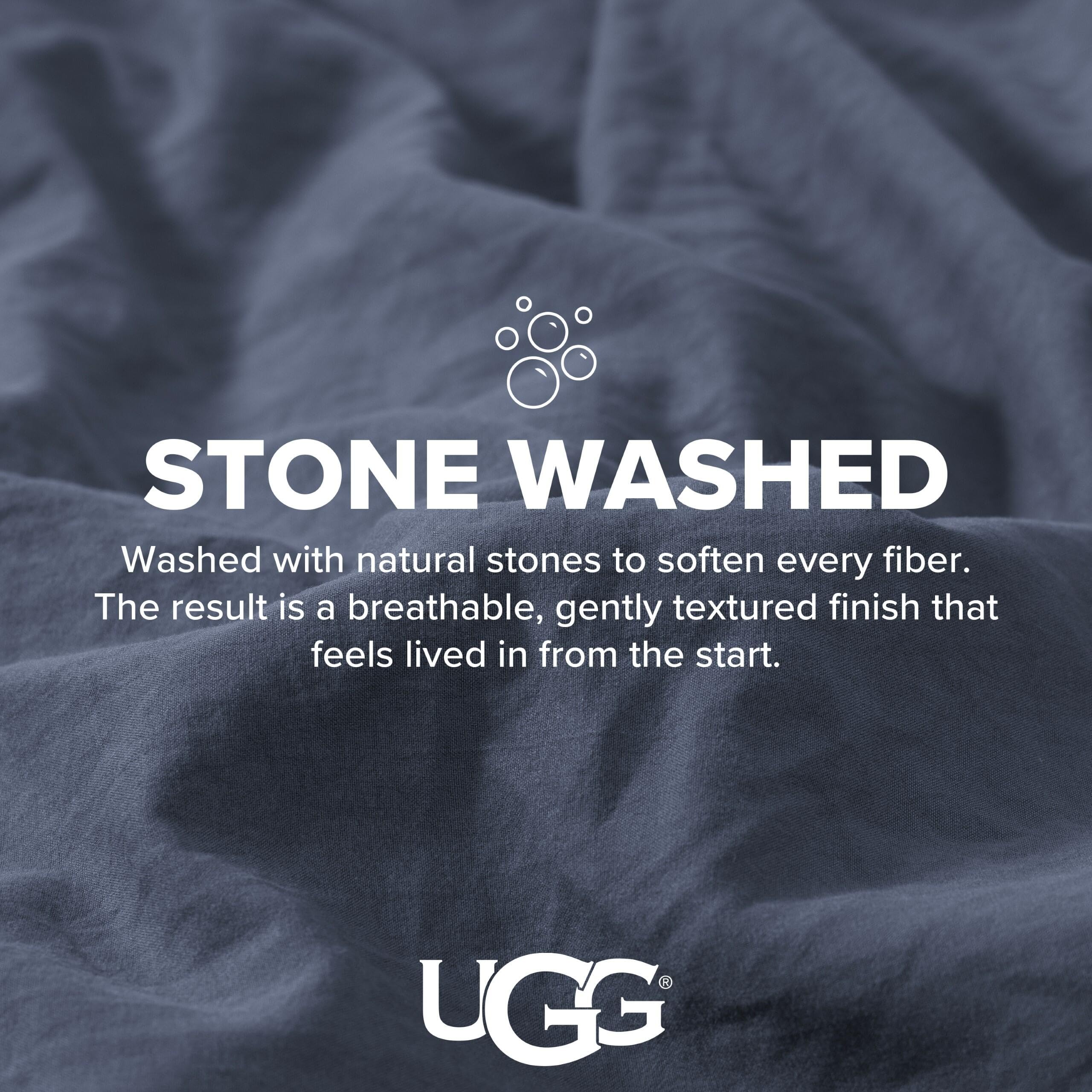 UGG Queen Sheet Set - 4 Piece Soft & Cozy Bedding with Deep Pocket Fitted Sheet (Fits Up to 15”), Flat Sheet and 2 Pillow Shams - Lightweight Sheets for Home & Bedroom, Navy Blue (Devon)
