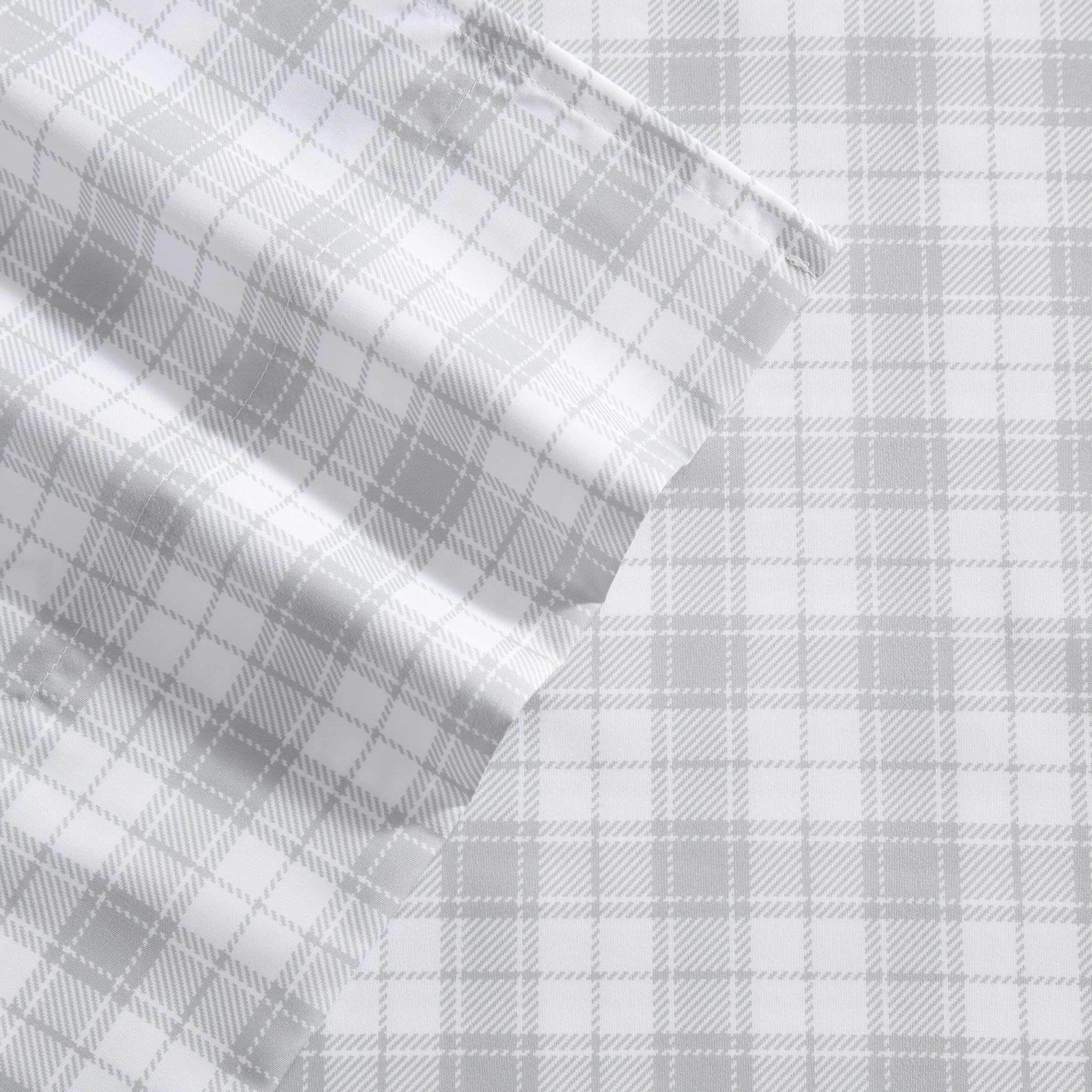 Eddie Bauer - Twin Size Sheet Set, Crisp & Cool Temperature Regulating Bedding with Breathable Feel, 3 Piece Bed Sheets with Deep Pocket Fitted Sheet & Pillowcase (Penstemon Plaid Grey)