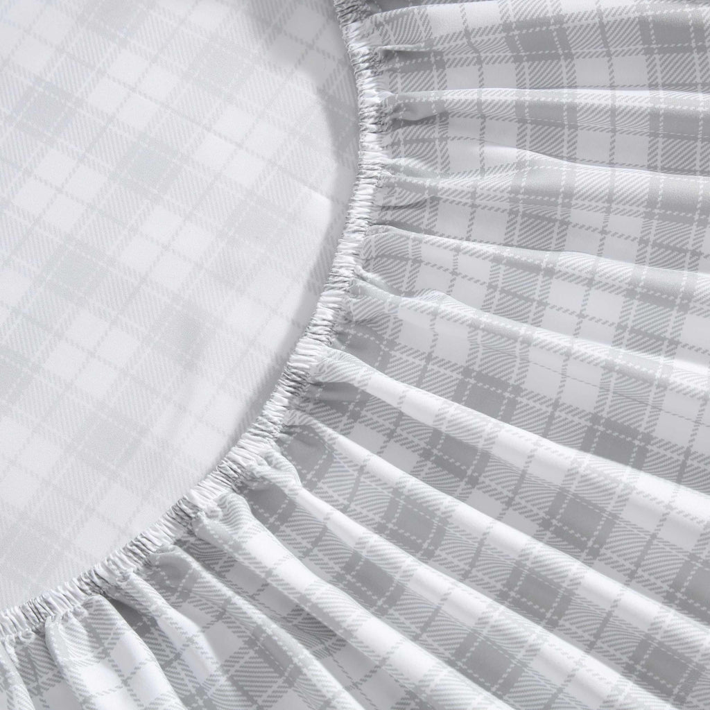 Eddie Bauer - Twin Size Sheet Set, Crisp & Cool Temperature Regulating Bedding with Breathable Feel, 3 Piece Bed Sheets with Deep Pocket Fitted Sheet & Pillowcase (Penstemon Plaid Grey)