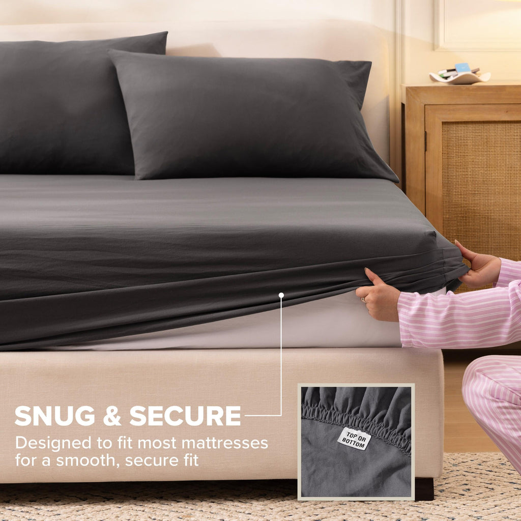 UGG Queen Sheet Set - 4 Piece Soft & Cozy Bedding with Deep Pocket Fitted Sheet (Fits Up to 15”), Flat Sheet and 2 Pillow Shams - Lightweight Sheets for Home & Bedroom, Navy Blue (Devon)