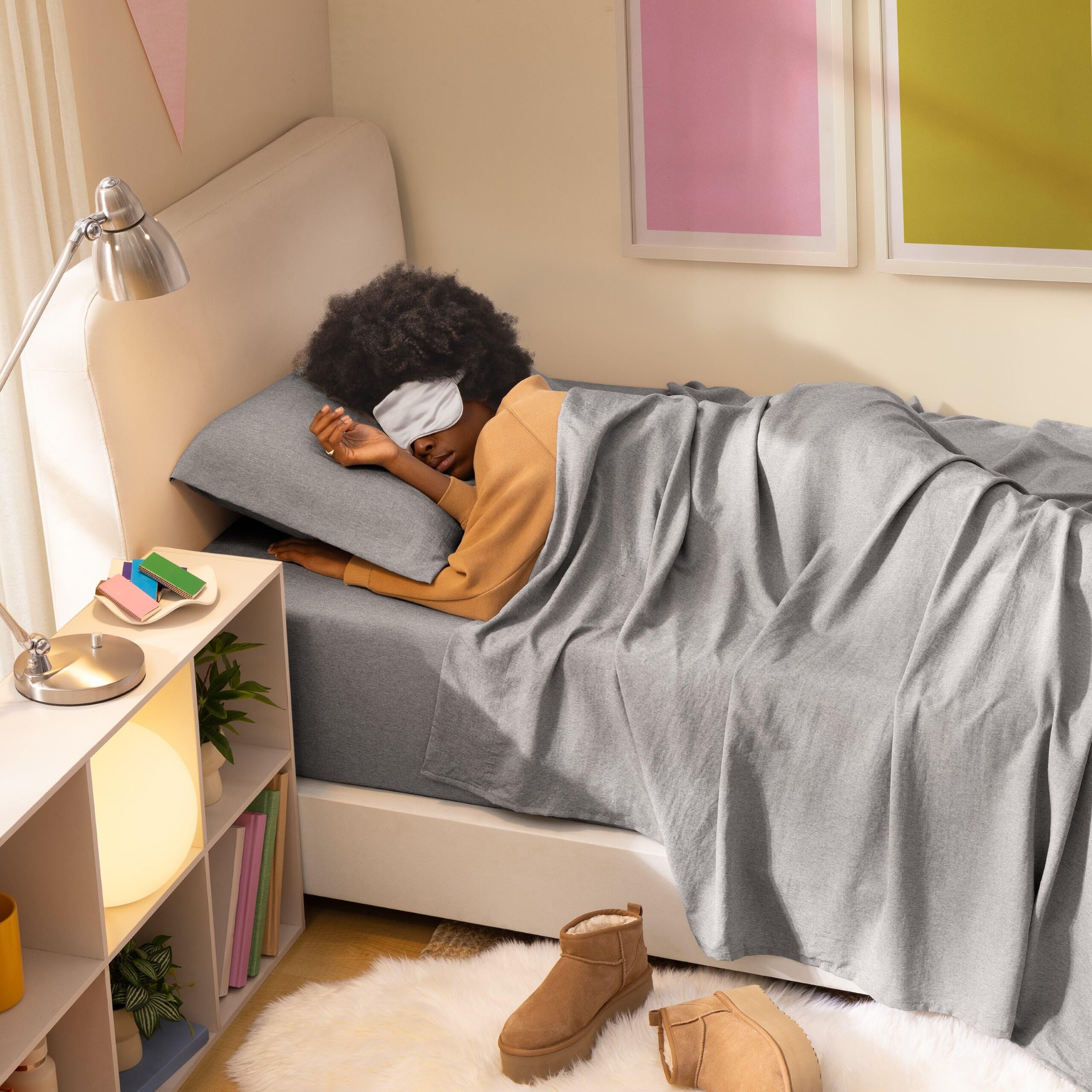 UGG Queen Sheet Set - 4 Piece Soft & Cozy Bedding with Deep Pocket Fitted Sheet (Fits Up to 15”), Flat Sheet and 2 Pillow Shams - Lightweight Sheets for Home & Bedroom, Navy Blue (Devon)