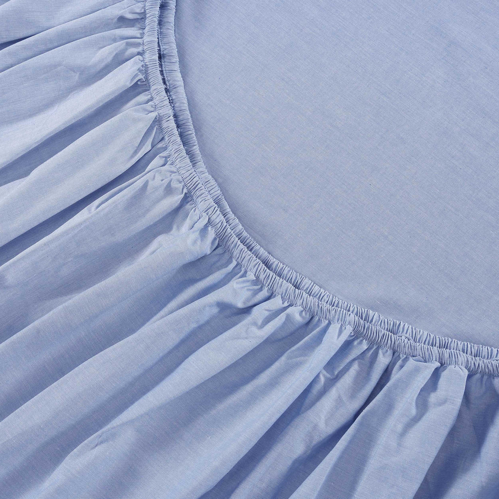 Tommy Hilfiger - Twin Sheet Set, Cotton Chambray Bedding with Matching Pillowcase, Lightweight Weave, Subtle Textured Bed Sheets (Blue)