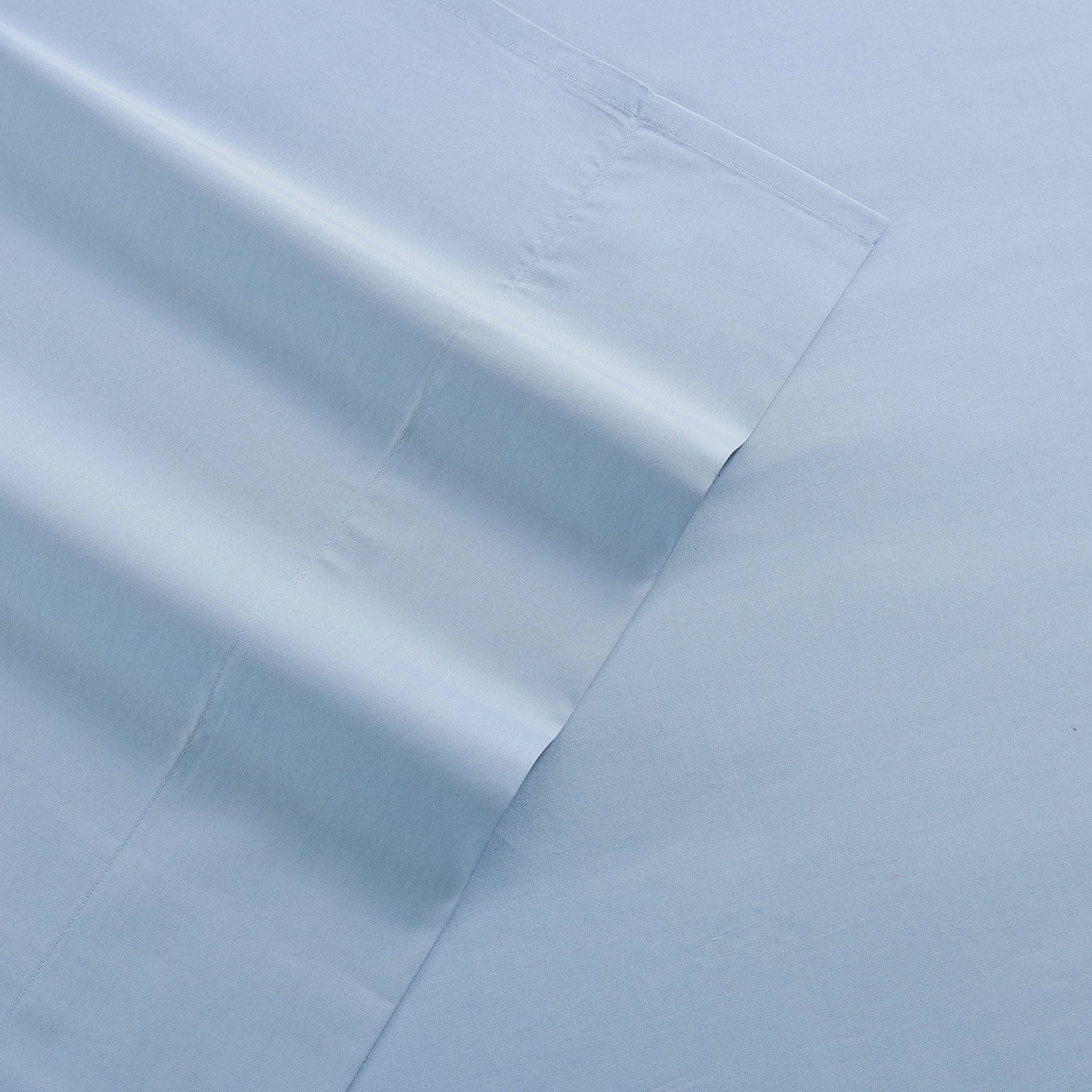 Nautica - Twin Sheet Set, Cotton Percale Bedding Set, Crisp & Cool, Fully Elasticized, Ideal Dorm Essentials (Solid Light Blue, Twin)