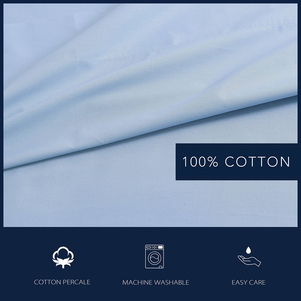Nautica - Twin Sheet Set, Cotton Percale Bedding Set, Crisp & Cool, Fully Elasticized, Ideal Dorm Essentials (Solid Light Blue, Twin)